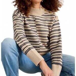 NEW WHITE STUFF mix stripe sweater in natural